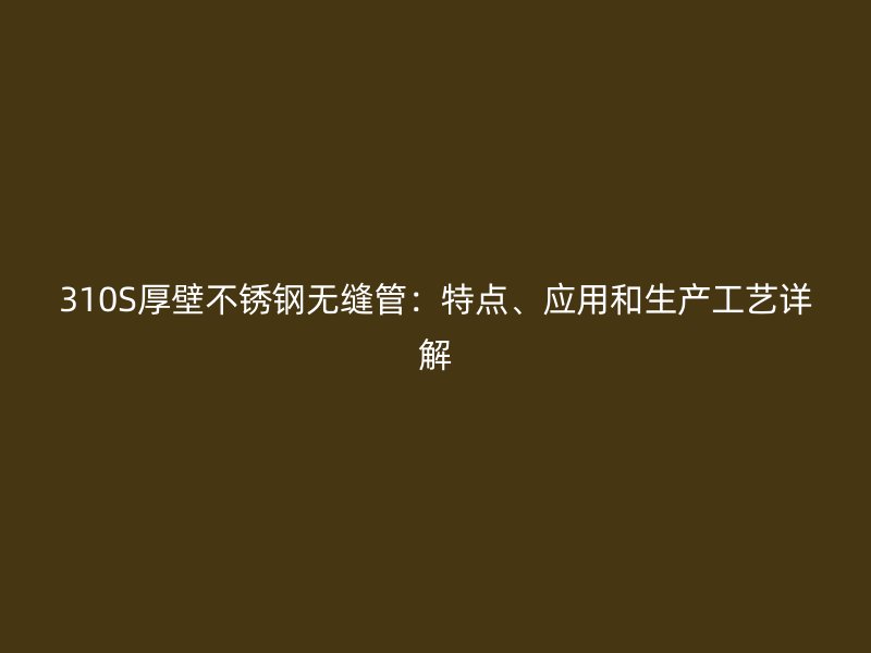 310S厚壁不锈钢无缝管：特点、应用和生产工艺详解